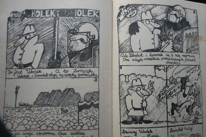Komiks zamieszczony w podziemnym piśmie "Junta juje"