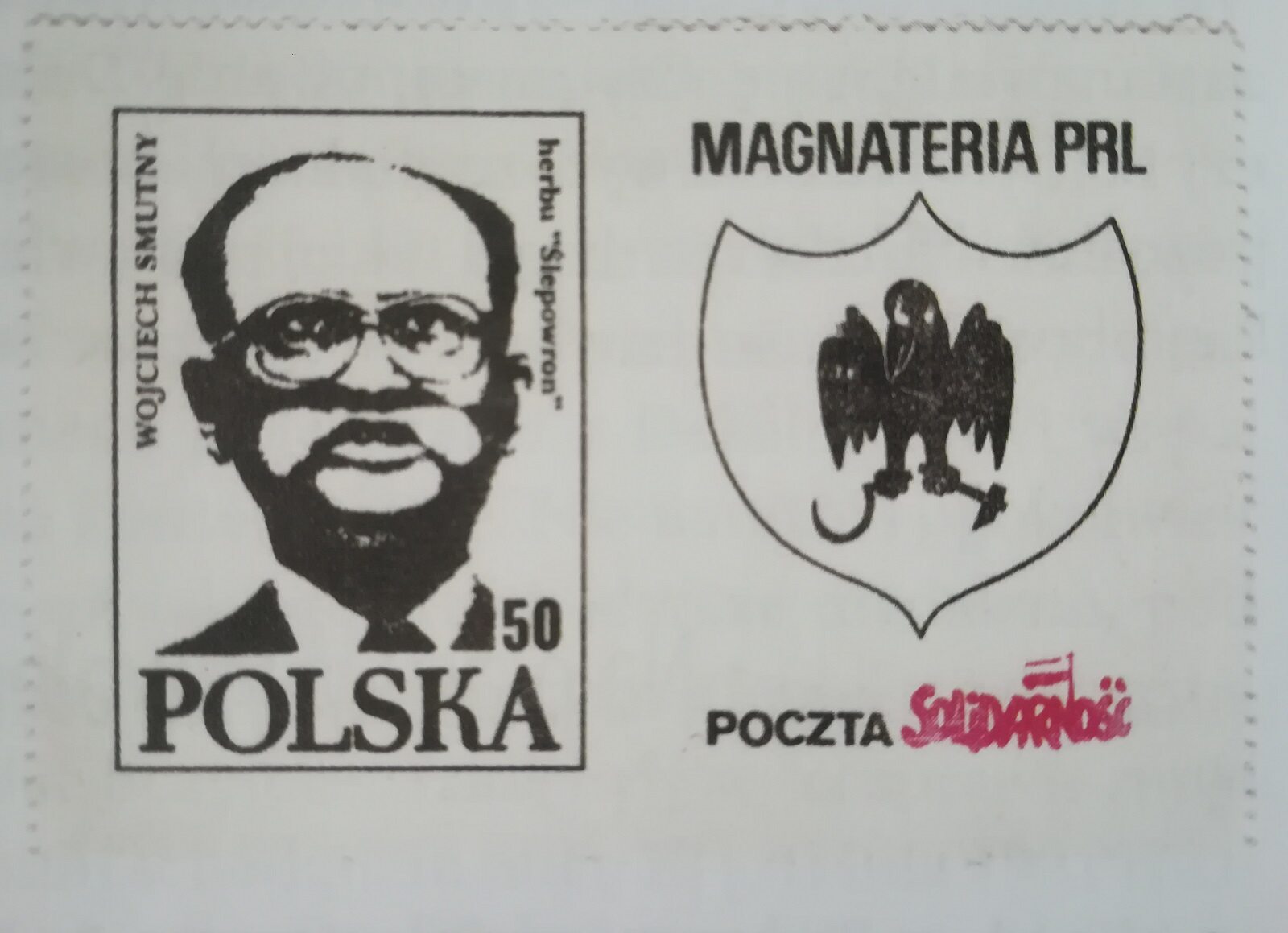 Wojciech Jaruzelski na znaczku podziemnej poczty.